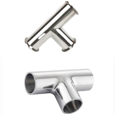 China DN15-DN300 Food Grade Sanitary Stainless Steel Sanitary Weld/Clamp Equal Tee SS304 316L for sale