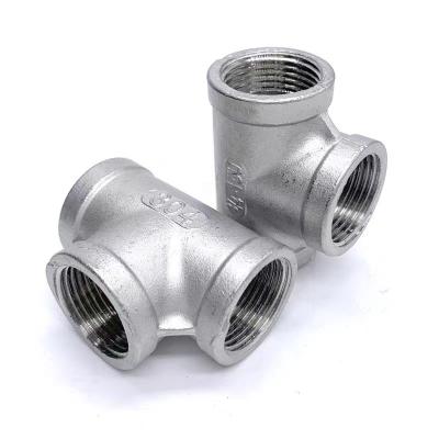 China Casting WZ 304T type Stainless Steel Inner Wire Tee Joint Screw Thread Water Pipe Joint Plumbing Accessories NPT BSP BSPT for sale