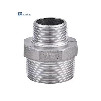 China Equal 304316 Stainless Steel Hydraulic Male Thread Fitting Hexagon Pipe Nipple NPT BSPT for sale