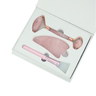 China Factory price natural quartz facial roller rose quartz gua sha whitening for sale