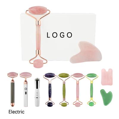 China Rose Quartz Crystal Facial Sha Roller Wholesale Rose Quartz Crystal Stone Face Lift Beauty Face Gua Roller for sale