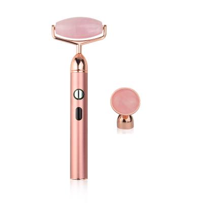 China Real Jade Face Lift USB Vibrating Jade Roller Facial Massager Jade Roller Gift Box for sale