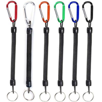 China Lanyard Lightweight Tactical Camping Phone Key Chain Molle Backpack Attactment Spring Anti-lost Spring Rope Outdoor Hiking Strap for sale