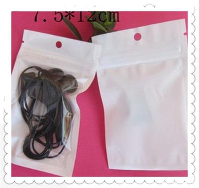 China Impact Resistance 12*7.5cmWhite/Clear Poly Valve Zipper Plastic Packaging Bag, Flat Ziplock Clear Plastic Bag With Hang Hole for sale