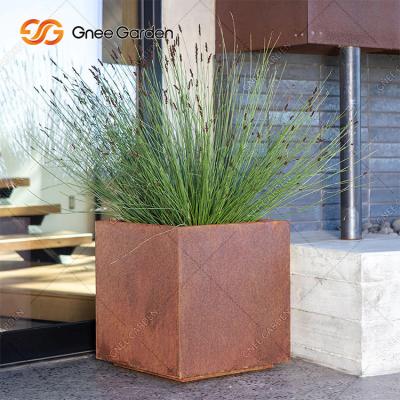 China Quadrado de aço Rusty Planter Boxes Weather Resistant de Corten para a flor à venda