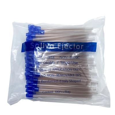 China Soft/Smooth/Bounce Clear Tube With Blue Tip Dental Use Soft Saliva Ejectors for sale