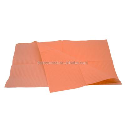 China Bibs 1/8 3ply 500pcs/case Disposable Orange Dental Bibs Medical Absorbent+anti-leakage for sale