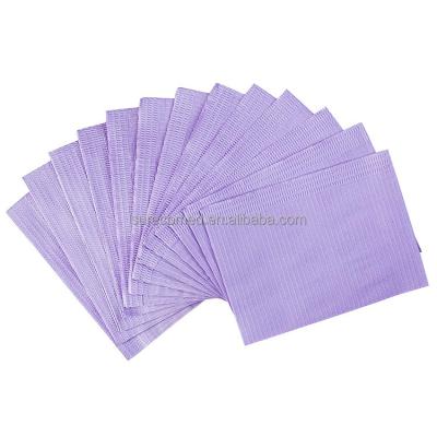 China Soft And Durable Disposable Waterproof PE Coated Wood Pulp Paper Dental Bib for sale