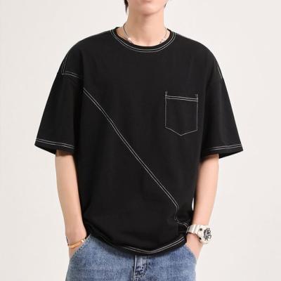 China Heavyweight Simple Style Contrast Vintage Men's Anti-Wrinkle T-shirt Custom Men's 280gsm Cotton T-Shirt for sale