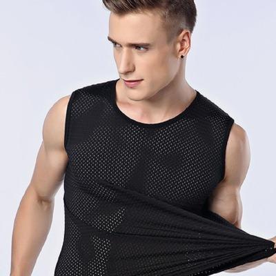 China 2021 QUICK DRY Vest Gym Tank Tops For Men Custom Men's String Mesh Vest Fitted Tank Tops OEM Custom Gym Tank Tops for sale