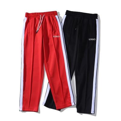 China Popular Men's Satin Pants Fashion Embroidery Anti-wrinkle Logo Trouser Pants Men Casual Loose Side Stripe Custom Short Pants for sale