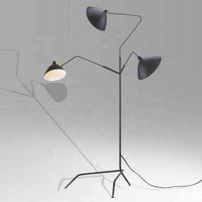 China Wholesale Metal Rotatable Three Angle Three Arms E14 Black Serge Mouille Floor Lamp Standing Light Fixture for sale