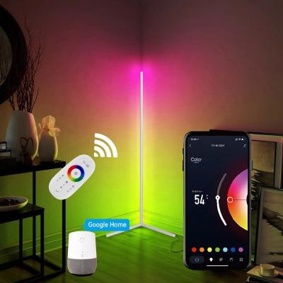 China Amazon Remote Control Hot Selling RGB LED Floor Lamp WIFI Dimmable Remote Corner Corner Floor Lamp for sale