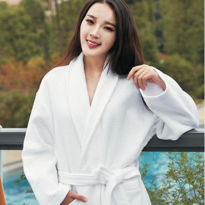 China 100% White Breathable Cotton Waffle Adult Bathrobe For Hotel for sale