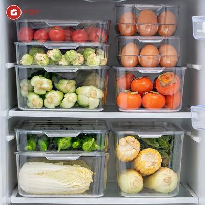 China Wholesale Drawer Organizer Freshness Preservation LIHONG Plastic Fridge Bins Kitchen Organizer Fridge Crisper More Size Storage Box for sale