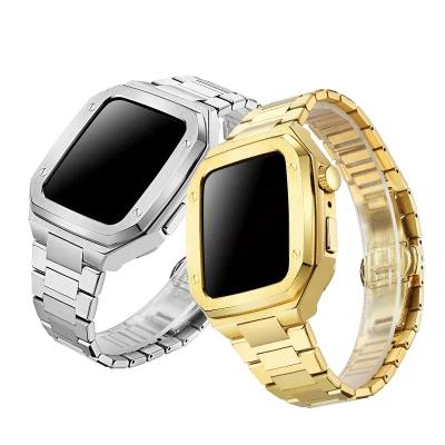 China Luxury Custom Stainless Steel Band Strap And 40mm 44mm Protective Watch Case For Apple Iwatch Smart Series 6/7/s7 for sale