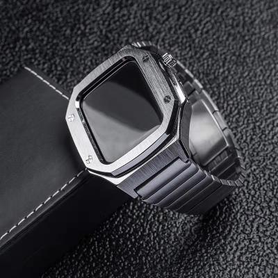 China 2022 New Luxury 44mm 45mm Quick Release Strap Stainless Steel Watch Case For Apple Iwatch Series4/5/6/7 Modified Strap for sale