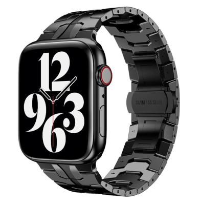 China Luxury 44mm Fashion 45mm Metal Strap Silver Luxury Stainless Steel For Apple Watch 7/6/5 Metal Buckle for sale