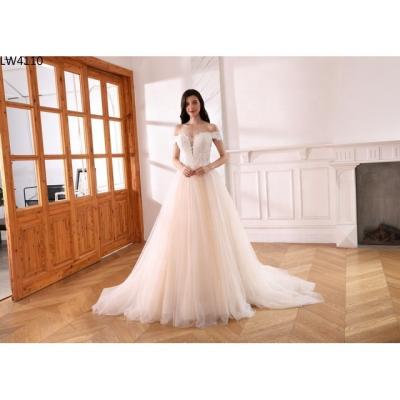 China LW4110 High Quality Breathable A Line Wedding Dresses With Lace Applique Zipper Illusion Bodice Back Wedding Gowns for sale