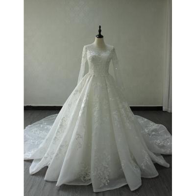 China Wholesale Sparkle LW4210 Long Sleeves Princess Ball Gown Wedding Dress Anti-Static, Lace Luxury Fashion Bridal Dress for sale