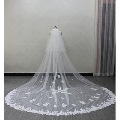 China V1109 Custom Wholesale High Quality Exquisite And Elegant Dreamy Lace Applique Lace Tulle Wedding Dress Veils For Ladies for sale