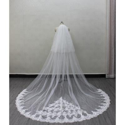 China V1106 High Quality Custom Wholesale Custom Wholesale Used Exquisite And Elegant Dreamy Lace Applique Lace Tulle Wedding Dress Veils For Ladies for sale