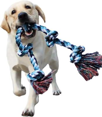 China Sustainable Pet Tough Teeth Cleaning Cotton Rope Chew Toy 5 Ties Toys For Big Dog for sale