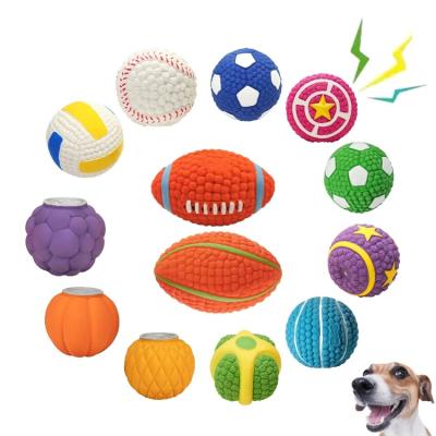 China Viable Healthy Latex Puppy Toy Chew Dog Pet Training Squeaky Tooth Chewing Bite Ball for sale