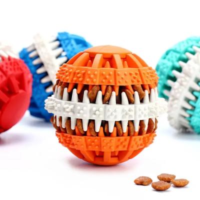 China Viable Hot Dog Toy Stocked Rubber Food Ball Chewing Feeding Toy Clean Teeth for sale