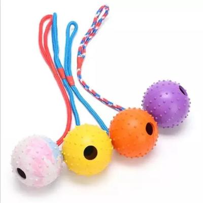 China Viable Training Rubber Tooth Dog Chew Toy Ball Strap Rope Pet Cleaning Toys for sale