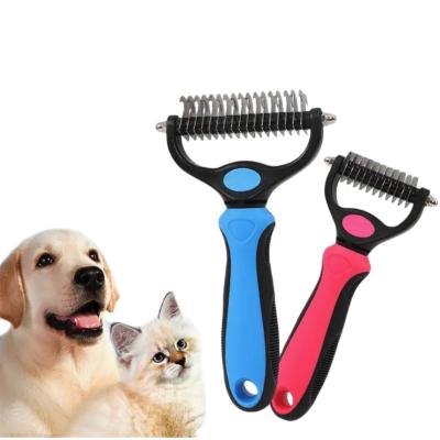 China Pet Long Knot Double Side Open Comb Stocked Cat Brush Fur Dog Hair Removal Comb for sale