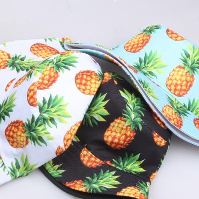 China Casual Wholesale Custom Pineapple Pattern Printed All Over Bucket Hats for sale