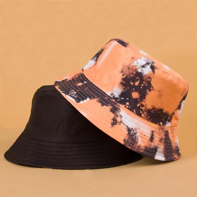 China Wholesale Casual Print Women Fashion Tie Dye Colored Double Sided Bucket Hat Multicolor Summer Wide Brim Bucket Hat Custom Logo for sale