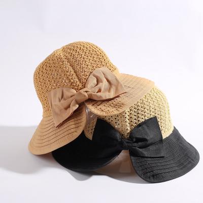 China Wholesale Casual Customized Sun Hat Summer Sunshade Bowknot Adjustable Bucket Hat Wide Brim Hat for sale