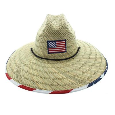 China Striped embroidered bamboo cowboy hat sun protection hat sun protection hat straw hat straw hat for sale