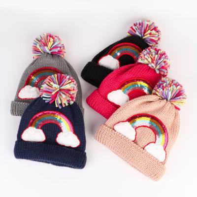 China COMMON Korean woolen baby sweater hats boys and girls rainbow warm hat autumn and winter knitted hats fashion wholesale for sale