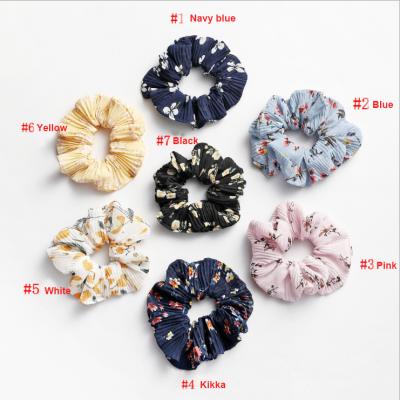 China Fashion Yiwu Factory Hotsale Korean Cool Floral Snow Spins Cloth Women Hair Scrunchies For Girls for sale