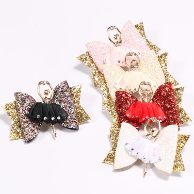 China 2022 Fashion Cartoon Rhinestone Hair Clip Bow Clip Ballet Girls Popular Hairpins Diamond Hairpins For Sale for sale