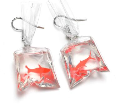 China BOHEMIA Acrylic Pocket Drop Earrings Water Bag Shape Charms Girls Goldfish Earrings Korean Fashion Design Handmade Crystal 7.5g for sale