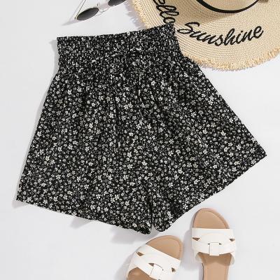 China Anti-Wrinkle 2022 Summer Hot Sale Women Floral Print High Waist Loose Casual Shorts for sale