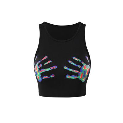 China 2022 New Product New Product Clothing Ideas Crop Top Women's Sleeveless T-shirt QUICK DRY Printed White Hand Knitted Tops For Women for sale