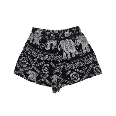 China Anti-wrinkle Elephant Warp Printed Shorts With Elastic Waist, Womens Shorts, Beach Shorts for sale