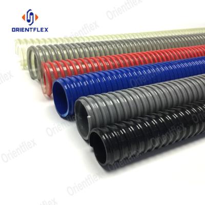 China Conveying various powdery particles and liquids irrigation high pressure plastic spiral corrugated PVC Gray Green Suction Hose Pipe manufacturers for sale