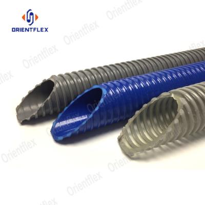 China Conveying Various Powdery Particles And Industrial Liquids 12Inch Black Color PVC Hard Suction Ribbed Corrugated Pump Intake Hose For Sale for sale