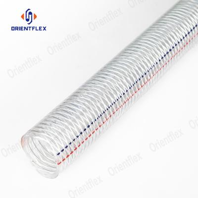 China Water Food Grade PVC Fiber Clear Clear Flexible Spring Hose Suction And Discharge With Reinforced Wire for sale