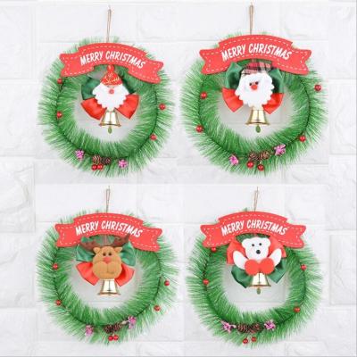 China Christmas Wreath Garland Santa Clause Snowman Door wall Hanging Ornament for Home Decoration for sale