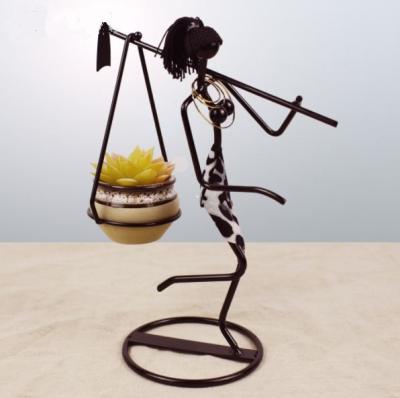 China Creative Iron Art Figure Flower Succulent Pot for Home Decoration for sale