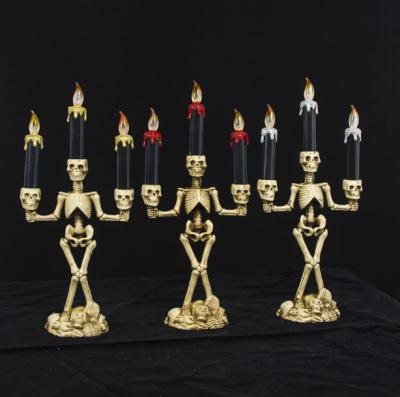 China Resin Halloween Skull Candle Holder for Table Halloween Candlestick Holders Ornament for Halloween Party for sale