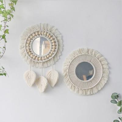 China Bohemian Woven Leaf Feather Mirror Dream Catcher for sale