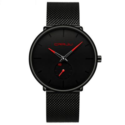 China Classic Automatic Mens Date Luxury Brand Watches Stainless Steel Black Minimalist Male CRRJU 2150 Waterproof Watch for sale